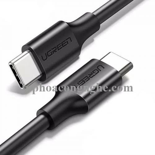 Ugreen 60788 3M 60W usb type C 2.0 cáp sạc và truyền dữ liệu màu đen từ máy tính ra điện thoại US286 30060788